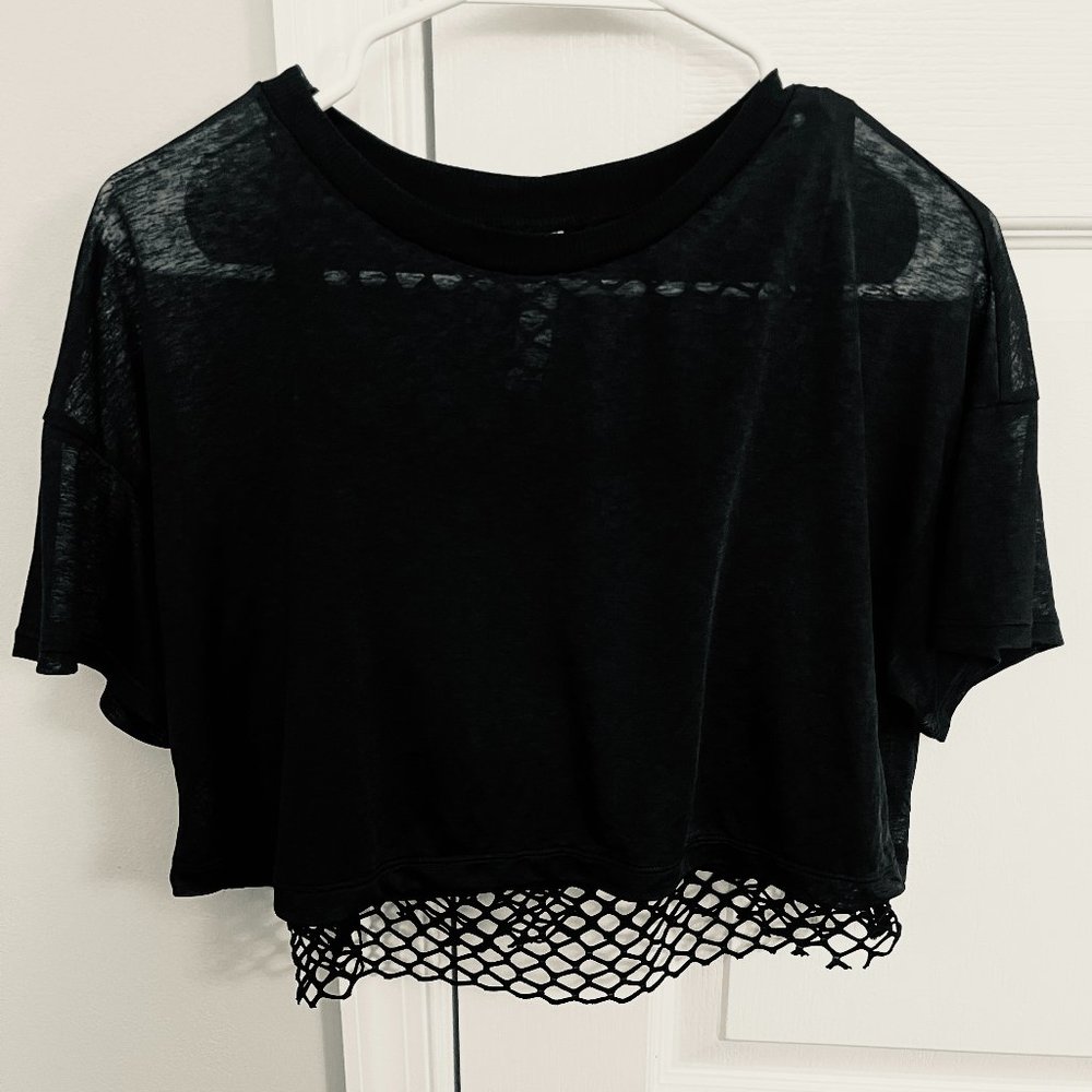 ALO Yoga Athlete Black Short Sleeve Net Jersey Woman Size S